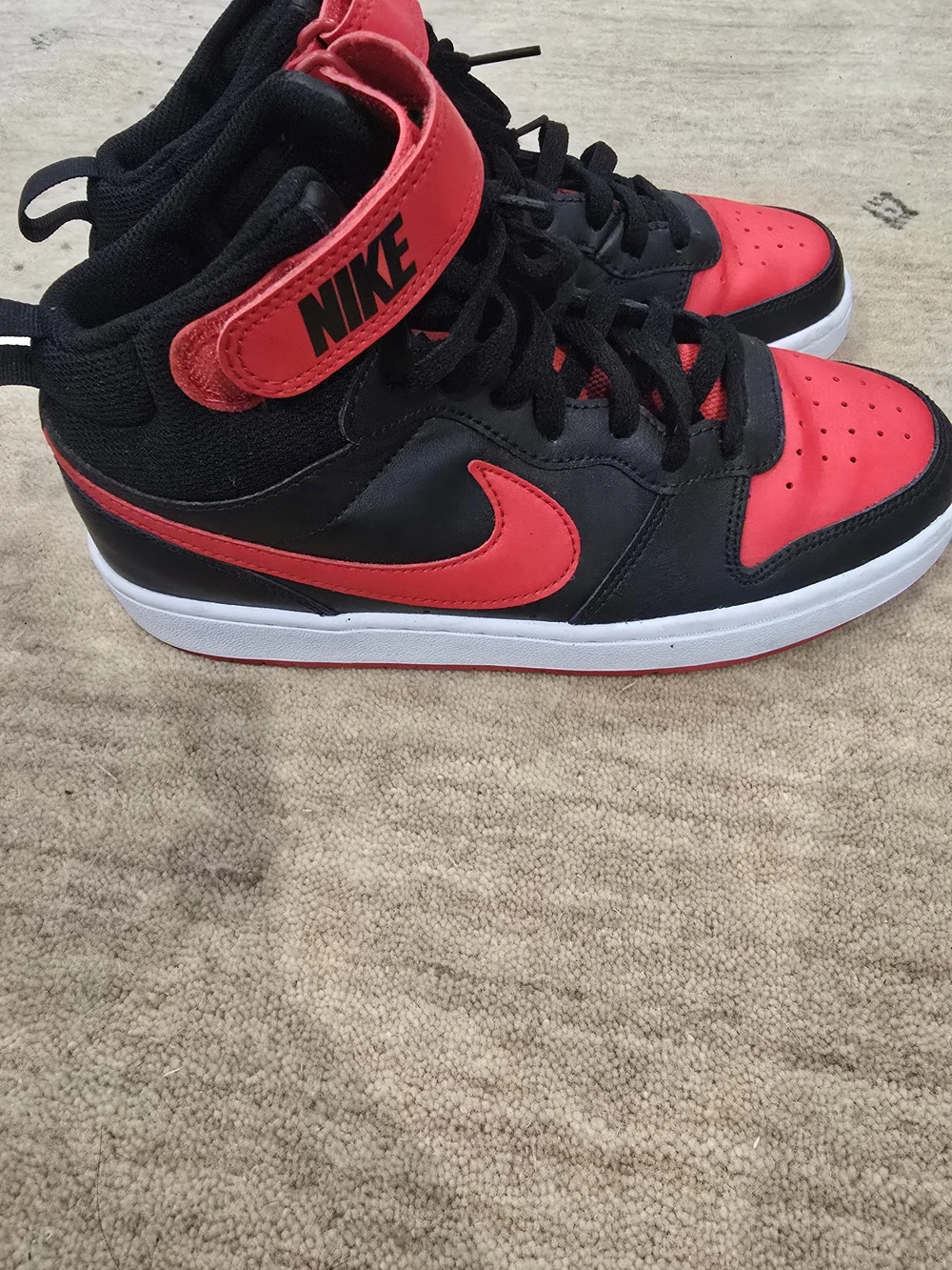 Nike High Top Sneakers in Black & Red